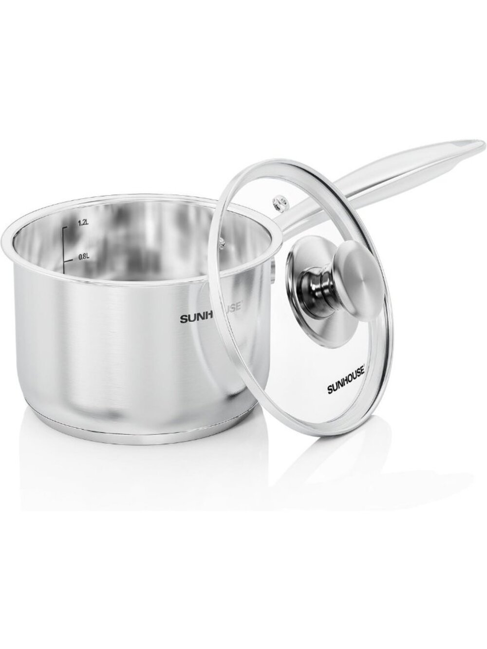 1.5 Quart Stainless Steel Saucepan with Tempered Glass Lid - All Cooktops, Oven